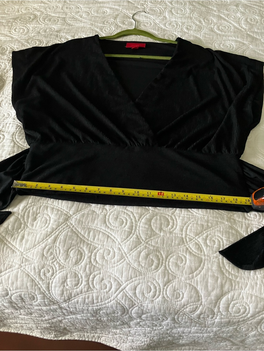 NWOT-Jennifer Lopez Black Wrap Tie Waist Blouse XL Flowy Draped - Picture 7 of 10